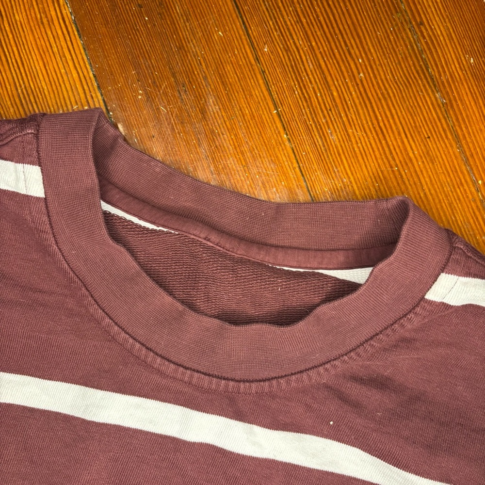 Lululemon Perfectly Oversized Cropped Crew Boundless Stripe Red Merlot White - Picture 5 of 6